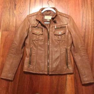 Michael Kors brown leather jacket size M